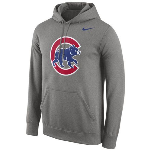 Chicago Cubs Nike Logo Performance Pullover Gray MLB Hoodie ...